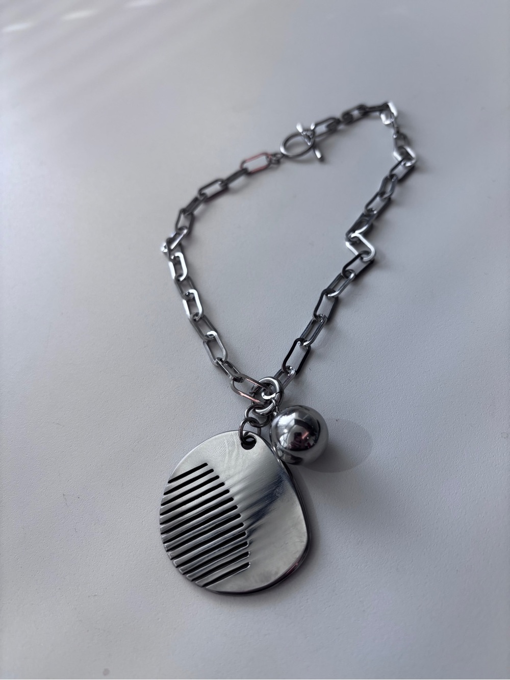 Silver-Tone JANGLE Necklace paper clip chain